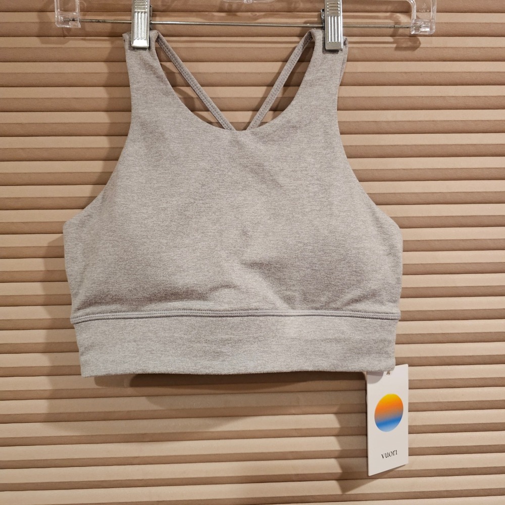 Vuori Elevation Bra Light Heather Grey High Neck Cross Back VW136 XS NWT